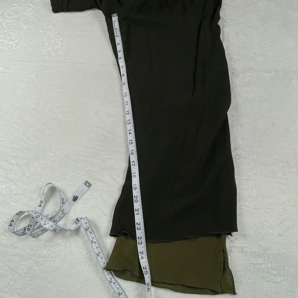 Dinah Lee Womens 1X Rayon Georgette 2 Piece Pant Set Olive Green Black Lagenlook